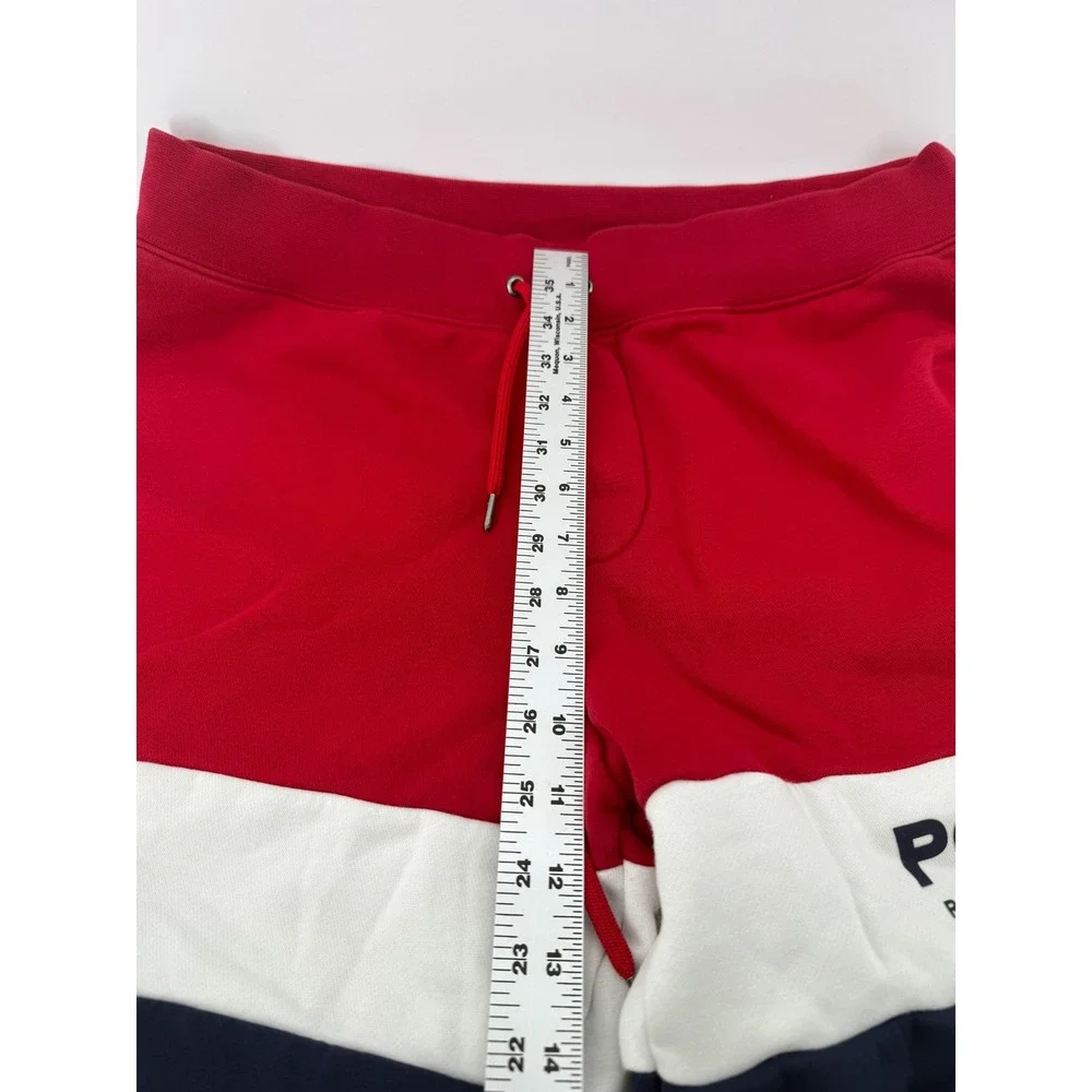 Polo Ralph Lauren Mens Colorblock Fleece Shorts Red White Blue Logo Large
